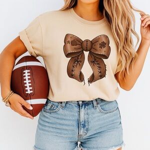 🏈 Coquette Football T-shirt 3d faux leather bow XXL-3XL  new Game day